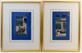 A pair of later framed antique Asian watercolours