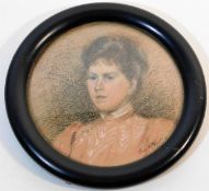 A 1906 pastel miniature of woman by George H Marti