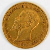 A Victor Emmanuel II gold 20 Lire coin 6.4g
