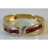 A 9ct gold ring set with ruby & diamond 2.7g 9ct s