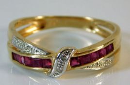 A 9ct gold ring set with ruby & diamond 2.7g 9ct s