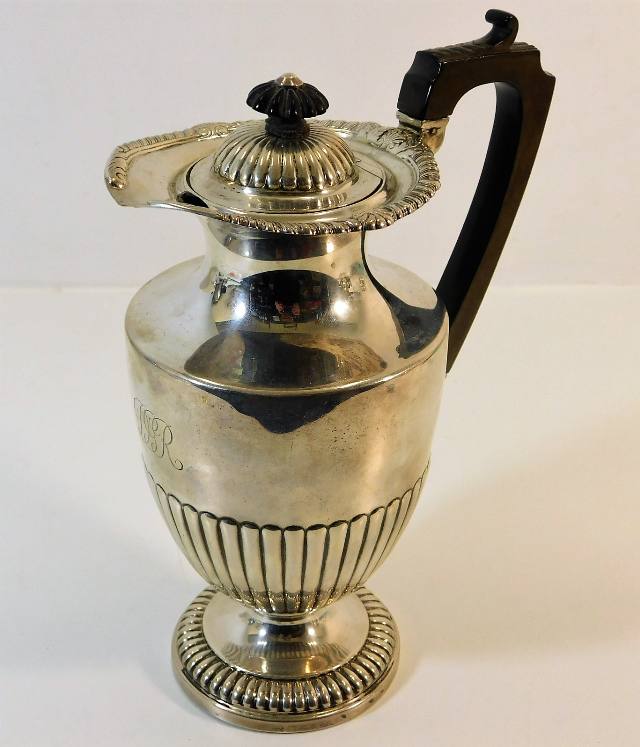 A 1908 Elkington & Co. silver claret jug 9in tall approx. 630g