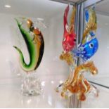 Two Murano glass fish groups