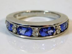 An Iliana 18ct white gold tanzanite & diamond ring