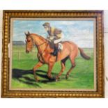 An oil painting of racehorse titled Pride Of Barne