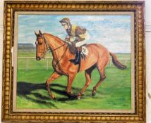 An oil painting of racehorse titled Pride Of Barne