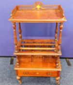 A c.1900 inlaid mahogany two tier Canterbury with