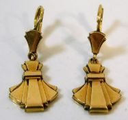 A pair of 18ct gold French art deco period earring