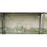 Two cut glass trays, a cut glass vase & other simi