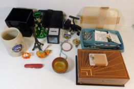 An art deco box a/f, various fishing tackle items
