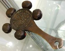 A hammered bronze Japanese bronze hand held prayer