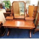 A c.1900 dressing table with inlaid decor 48in wid