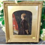 A gilt framed Victorian watercolour of woman 15in