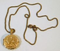 A 9ct gold locket with 16in box chain 6.6g