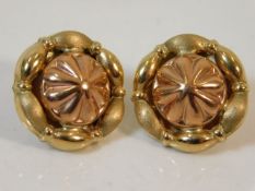 A pair of two tone 9ct gold earrings 4.4g