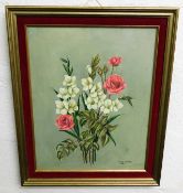 A framed oil still life painting signed Dorothy Sa