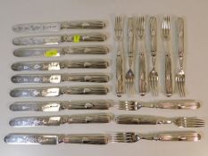 Eighteen silver plated Daniel & Arter knives & for