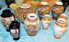 A quantity of 20thC. Oriental & Japanese vases