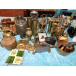 A large quantity of mixed wares including brass mi
