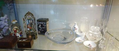 An art glass bowl twinned with a quantity of china