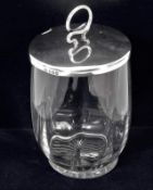 A Hukin & Heath silver topped condiment jar