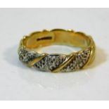 A 9ct gold ring set with diamonds 3.3g size N