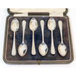 A cased set of six silver teaspoons approx. 76g