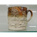 A large stoneware tankard 6.5in tall with hunting