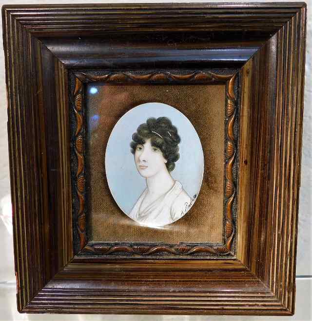 A late Victorian miniature watercolour of woman, i