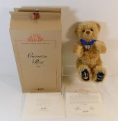 A boxed Steiff Coronation teddy bear 35cm tall