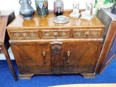 A c.1940 oak art deco style sideboard with drawers