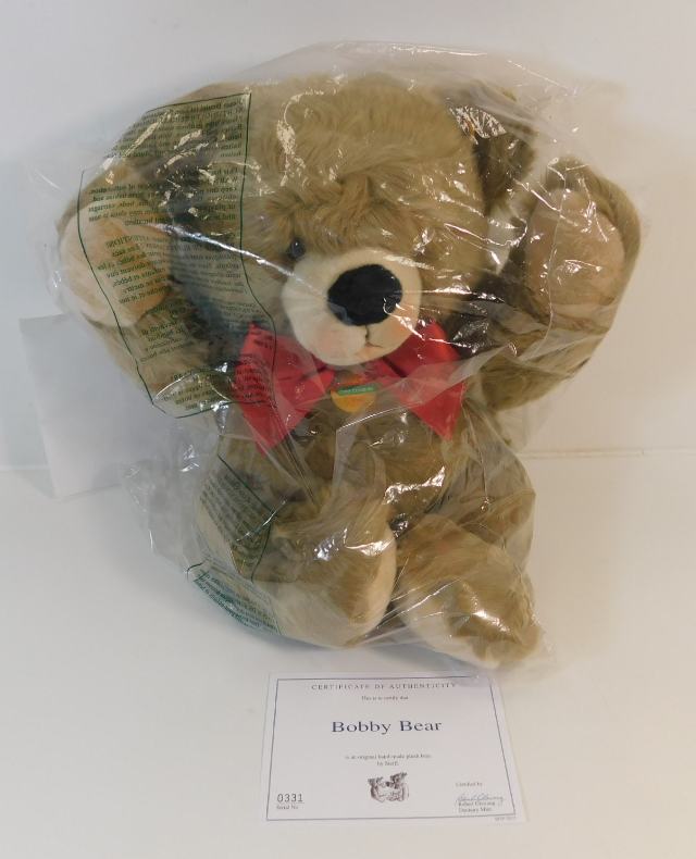 A bagged Steiff Bobby Bear teddy bear