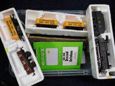 A boxed quantity of model railway related items