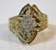 A 9ct gold ring set with diamonds size O 3.7g