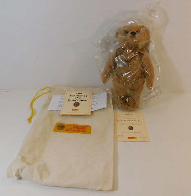 A double bagged Steiff Centenary Bear teddy bear