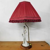 A Capodimonte style lamp with shade