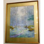 A John Baragwanath King watercolour of woodland sc