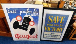 A Peugeot poster twined with a wartime style poste
