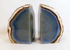 A pair of polished split agate geode bookends