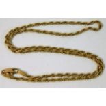 A 9ct gold rope chain 16.5 long 7.4g