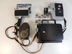 Four cine film cameras including a vintage Bell &