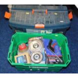 A tool box & a quantity of mixed tool attachments