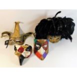 Four vintage Venetian ball masks