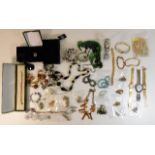A quantity of costume jewellery including some sil