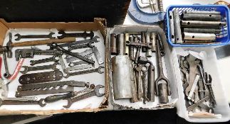 Four boxes & tubs of mixed spanners