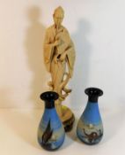 A tall resin Oriental figure 16.76in tall twinned