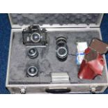 A cased quantity of camera equipment a/f