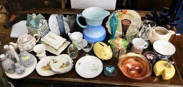 A Shelley porcelain jug twinned with other items