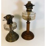 Two antique oil lamp bases