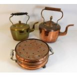 A 19thC copper kettle & other items